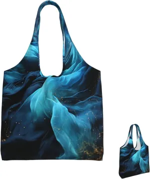 Canvas Tote Bag Lightweight Reusable Grocery Shopping Bag Blue Stripes and Red Flowers Handbag for Women Men