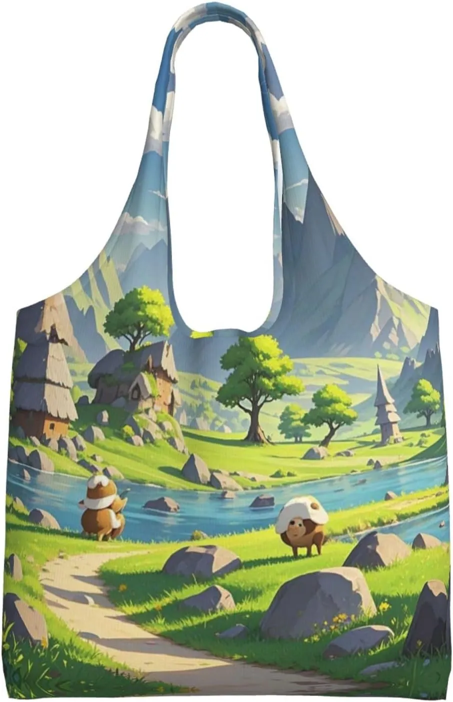 Canvas Tote Bag Lightweight Reusable Grocery Shopping Bag Coconut Tree Handbag for Women Men