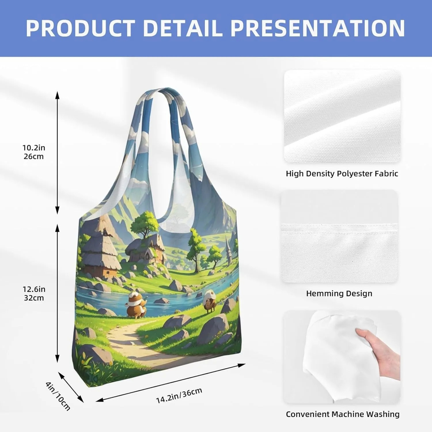 Canvas Tote Bag Lightweight Reusable Grocery Shopping Bag Coconut Tree Handbag for Women Men