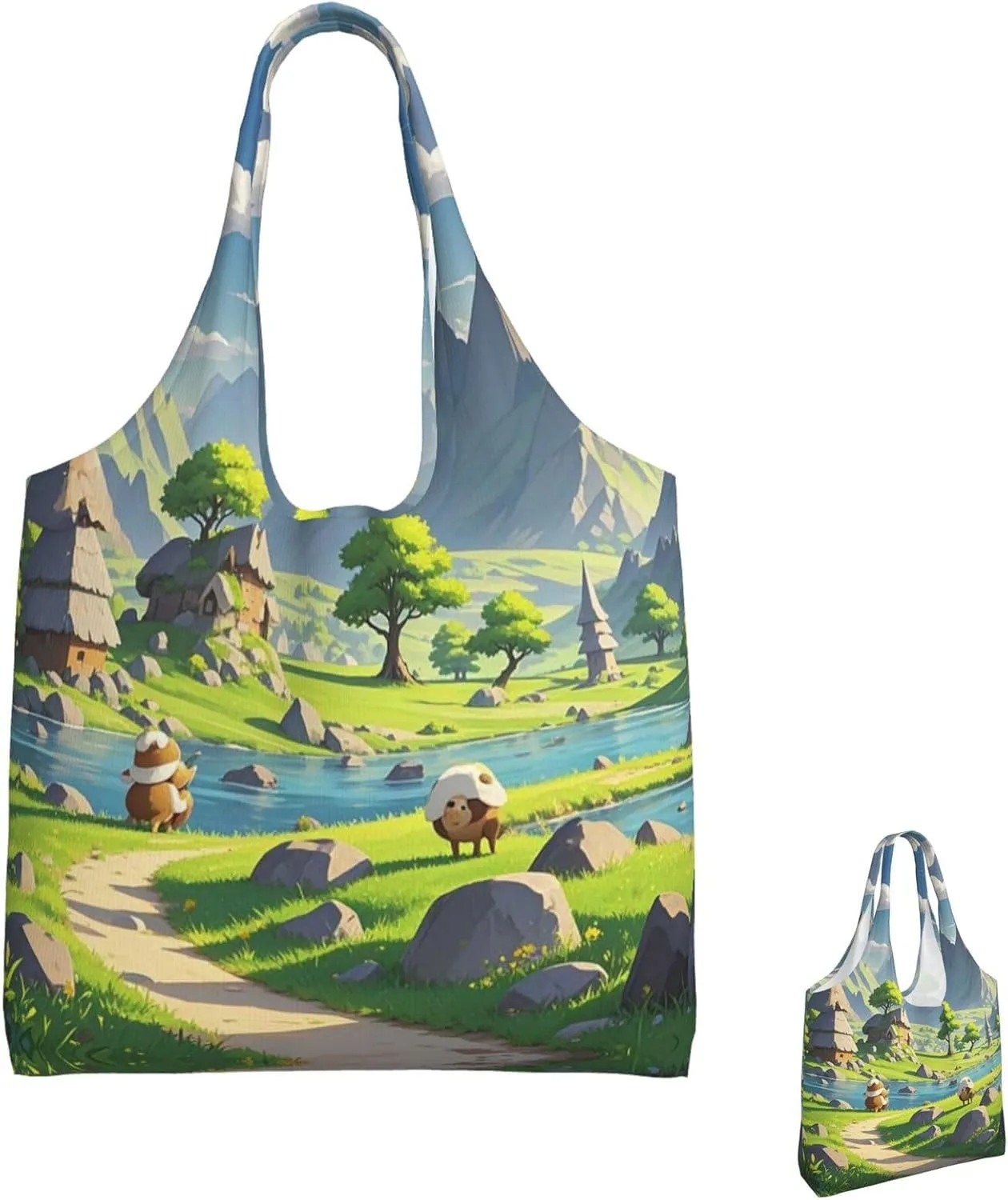 Canvas Tote Bag Lightweight Reusable Grocery Shopping Bag Coconut Tree Handbag for Women Men