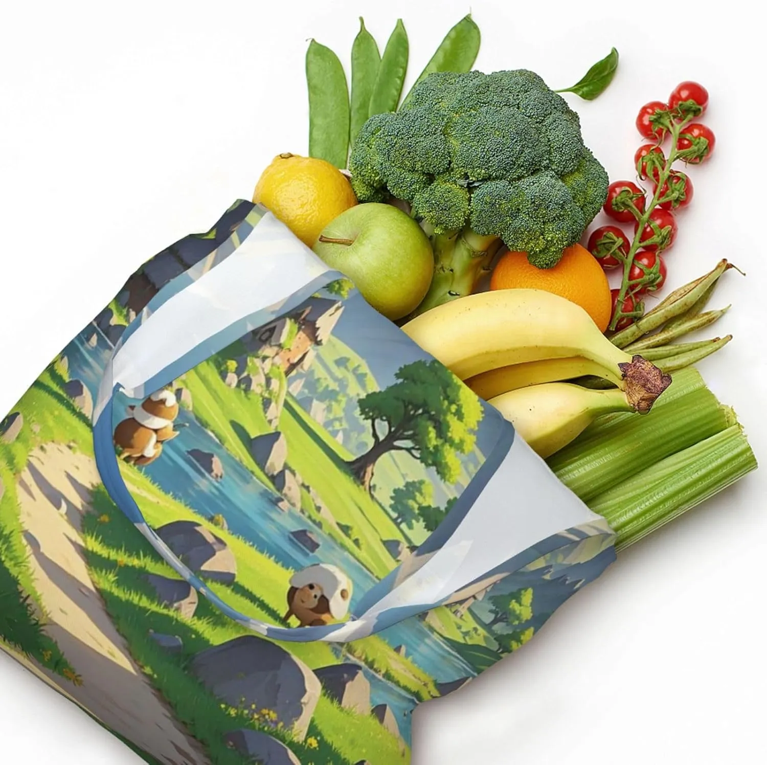 Canvas Tote Bag Lightweight Reusable Grocery Shopping Bag Coconut Tree Handbag for Women Men
