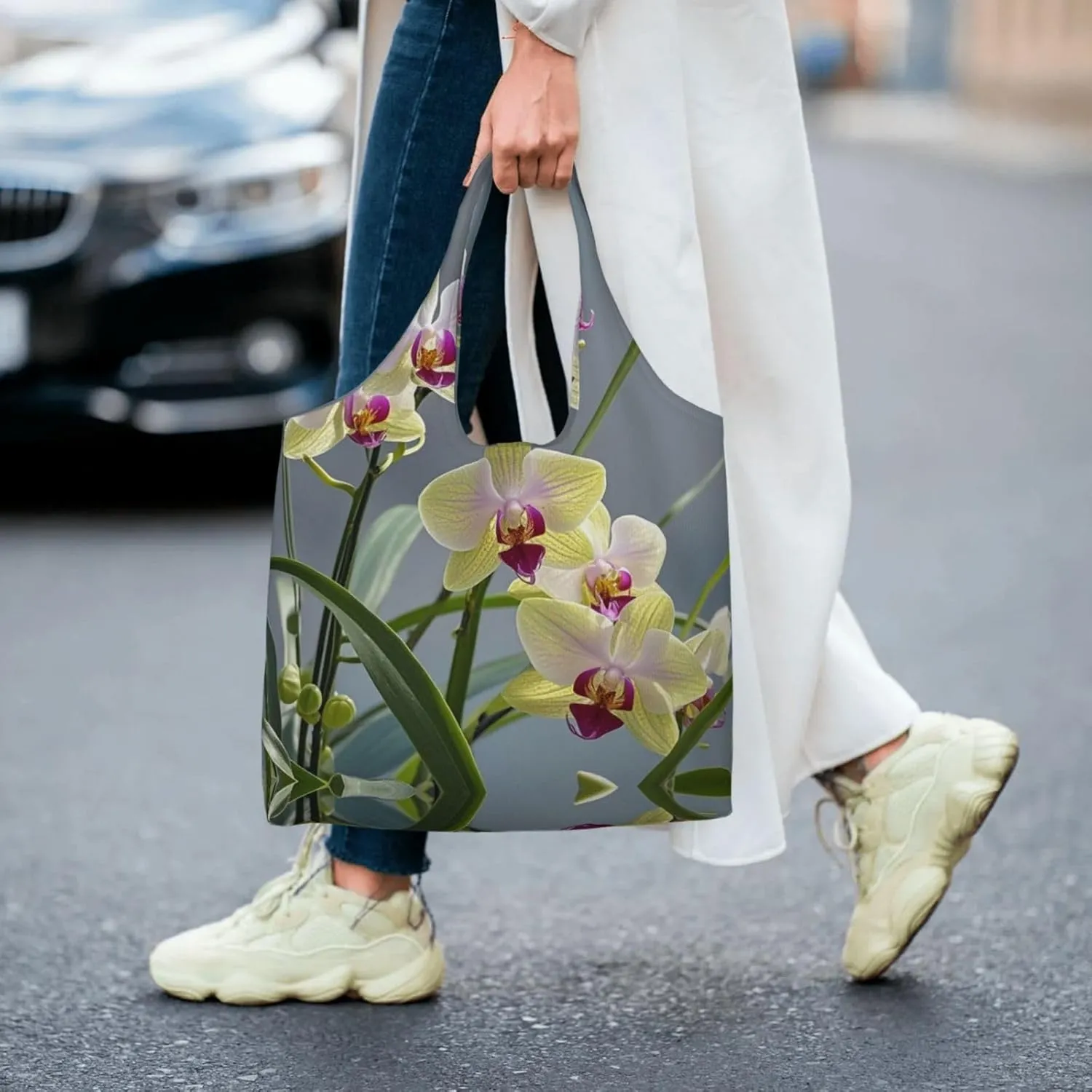 Canvas Tote Bag Lightweight Reusable Grocery Shopping Bag Dreamy Gradient Mermaid Scales Handbag for Women Men