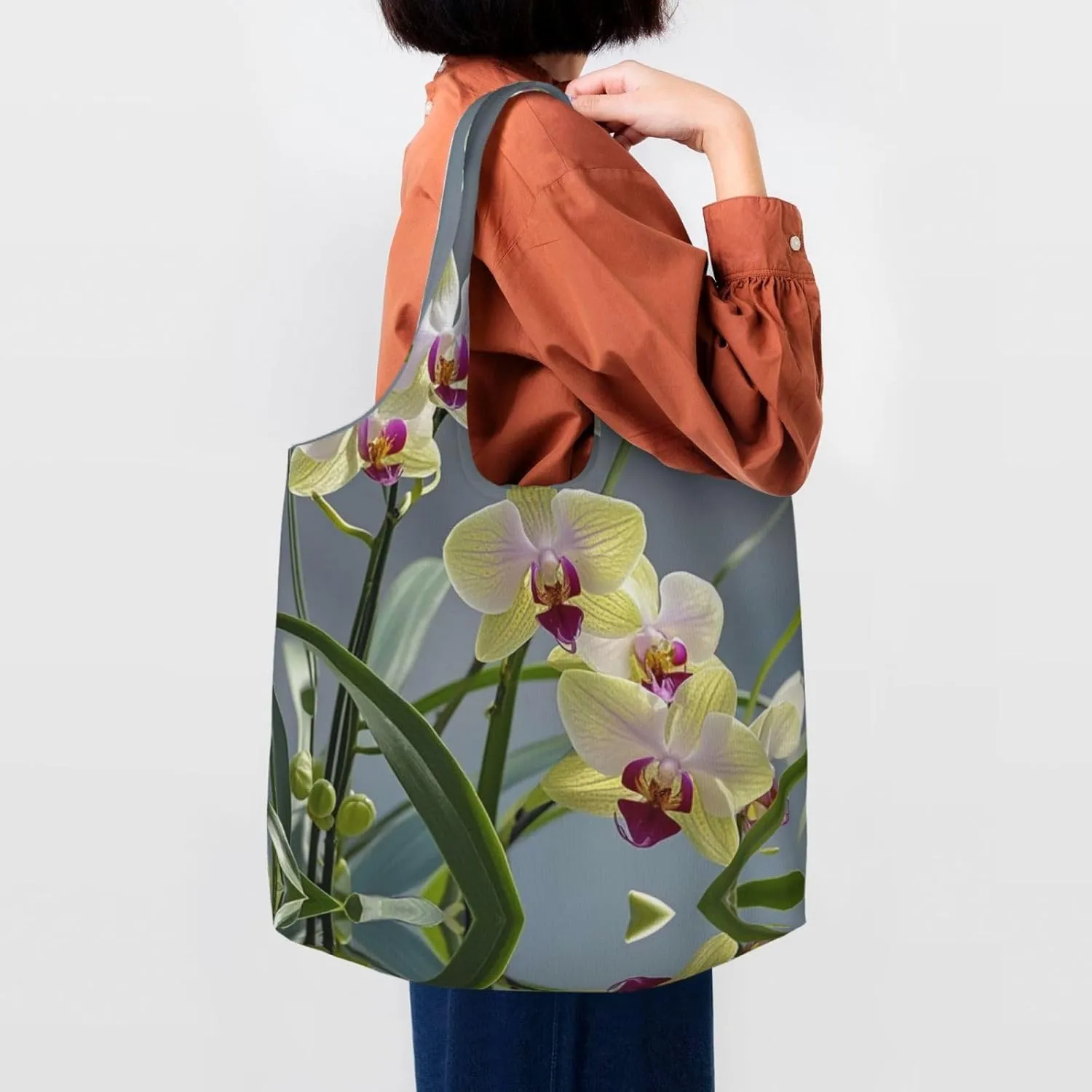 Canvas Tote Bag Lightweight Reusable Grocery Shopping Bag Dreamy Gradient Mermaid Scales Handbag for Women Men