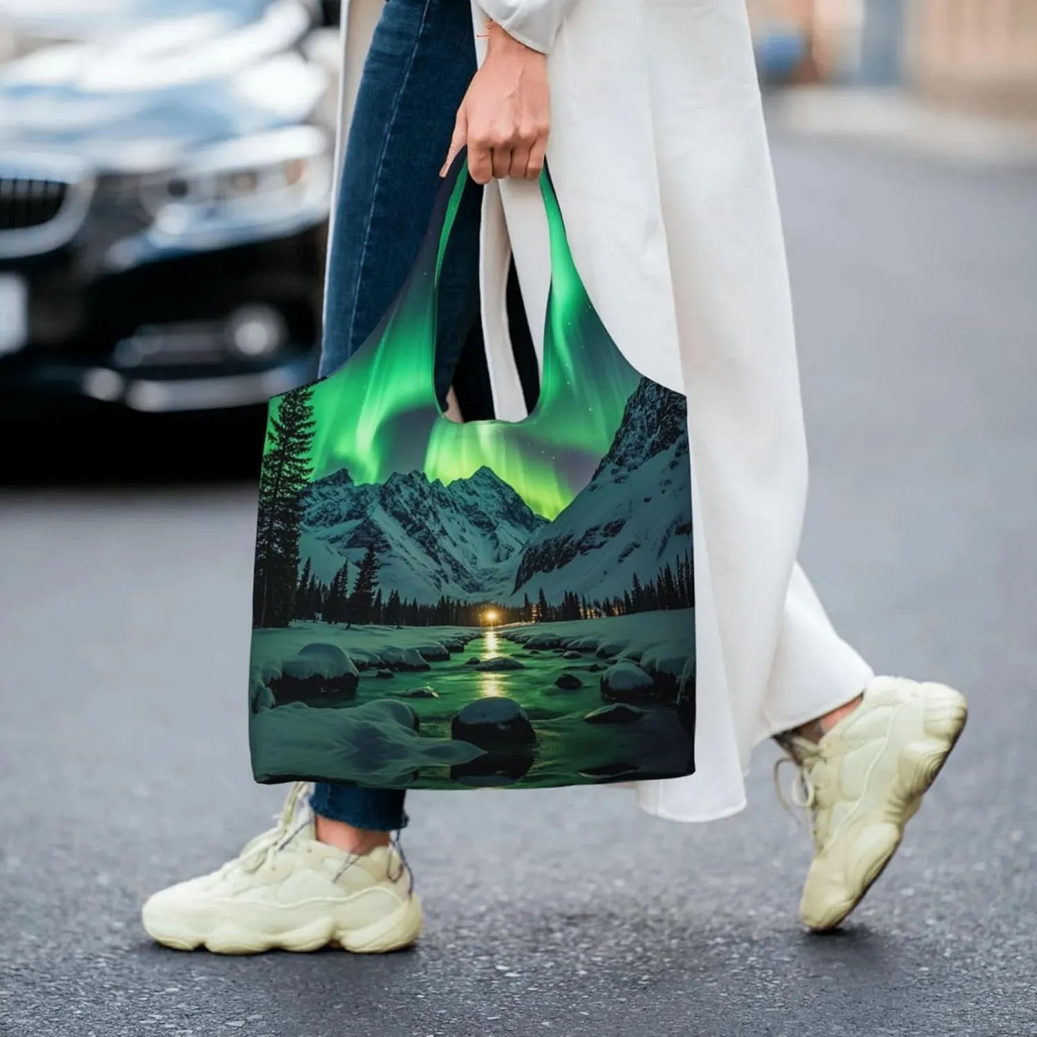 Canvas Tote Bag Lightweight Reusable Grocery Shopping Bag Ocean Sea Animal Shark Handbag for Women Men