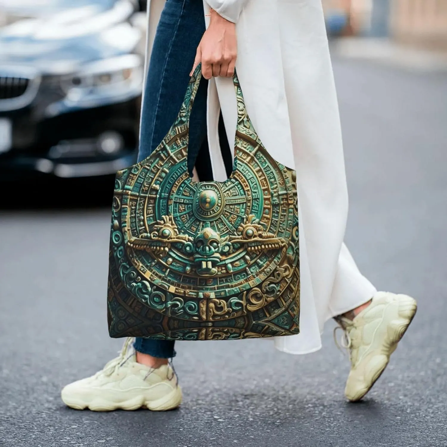 Canvas Tote Bag Lightweight Reusable Grocery Shopping Bag Ocean Sea Animal Shark Handbag for Women Men
