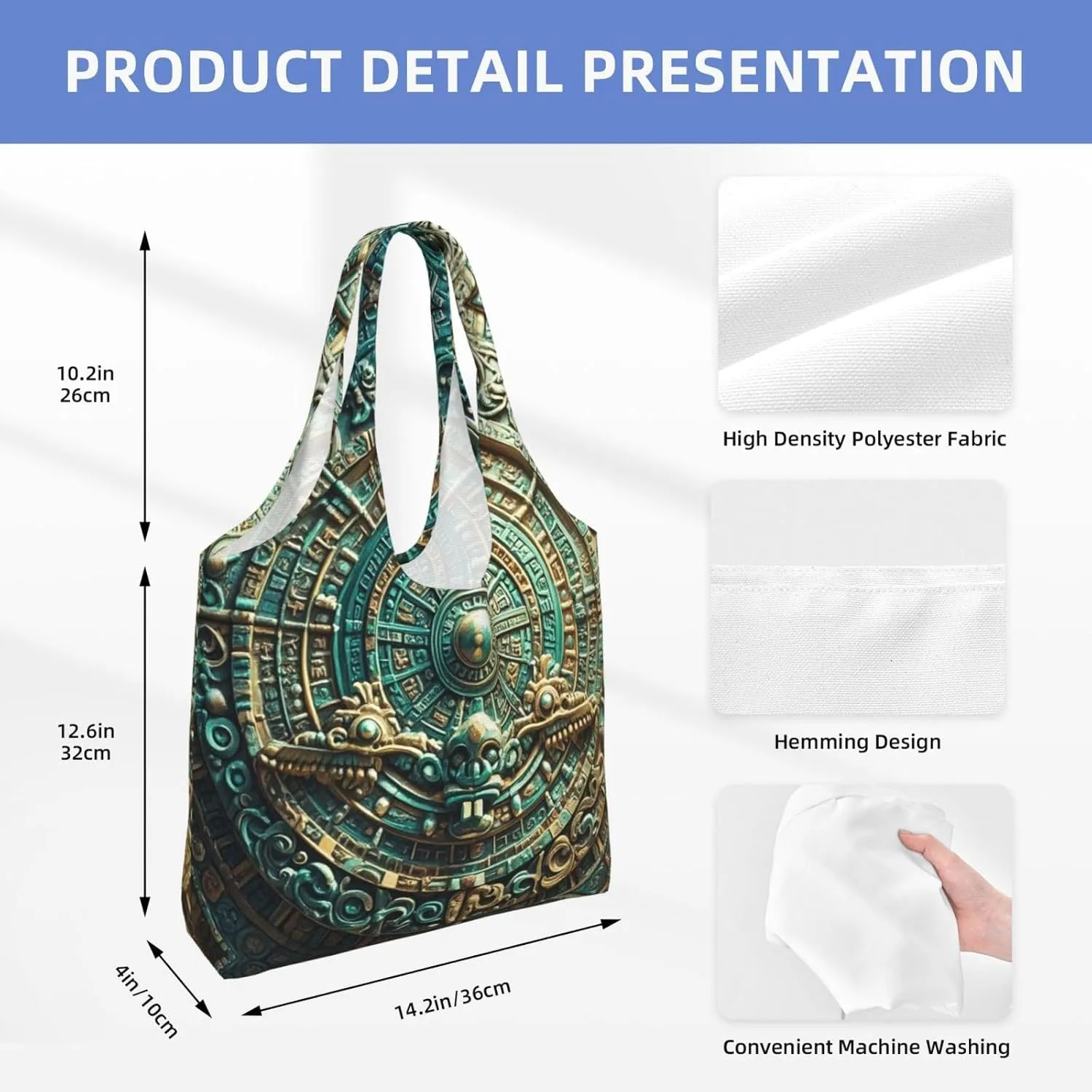 Canvas Tote Bag Lightweight Reusable Grocery Shopping Bag Ocean Sea Animal Shark Handbag for Women Men