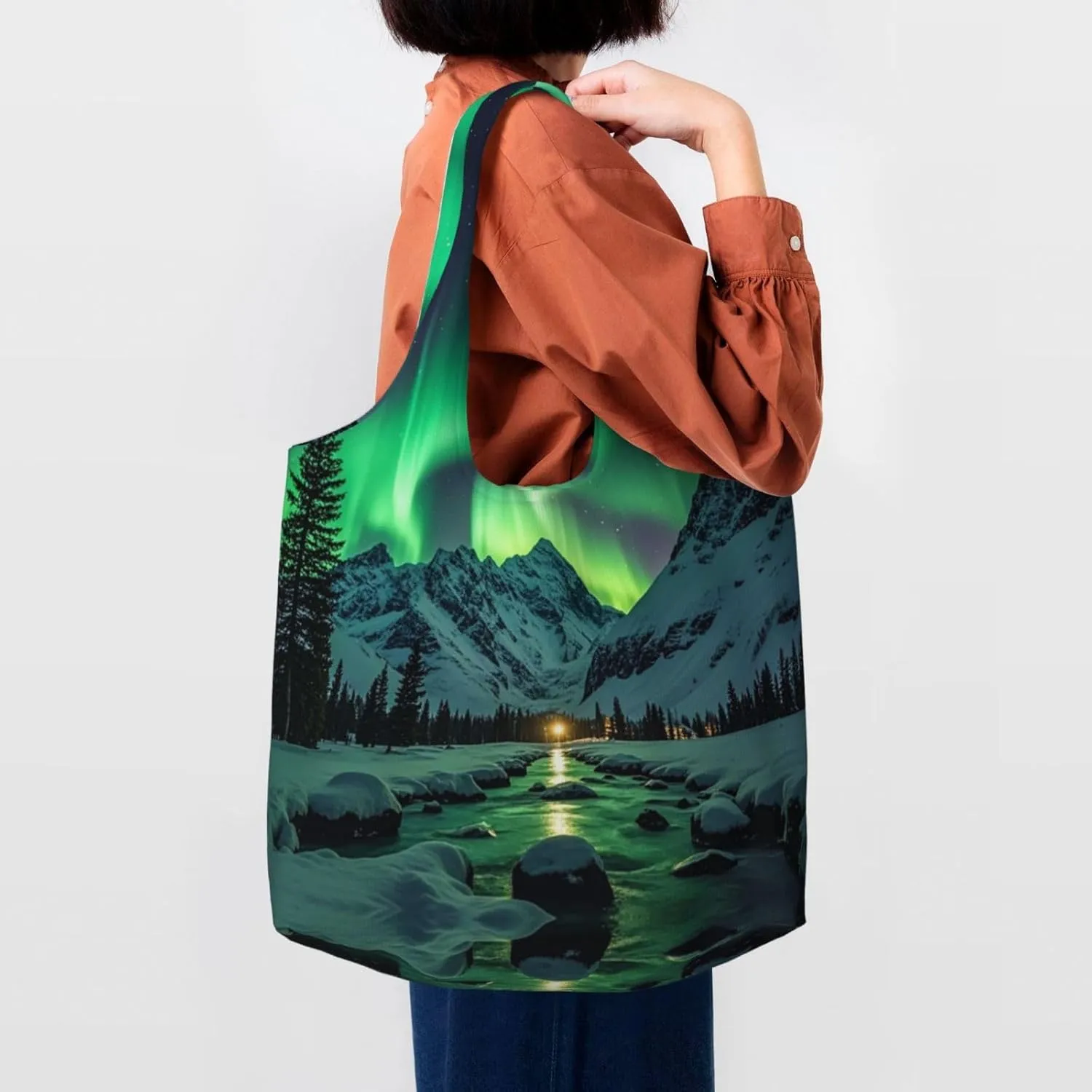 Canvas Tote Bag Lightweight Reusable Grocery Shopping Bag Ocean Sea Animal Shark Handbag for Women Men