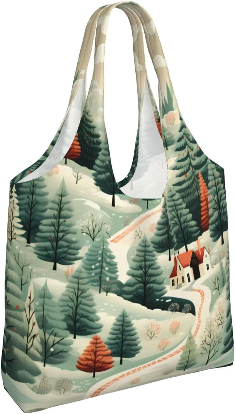Canvas Tote Bag Lightweight Reusable Grocery Shopping Bag Panda in the Rain Handbag for Women Men