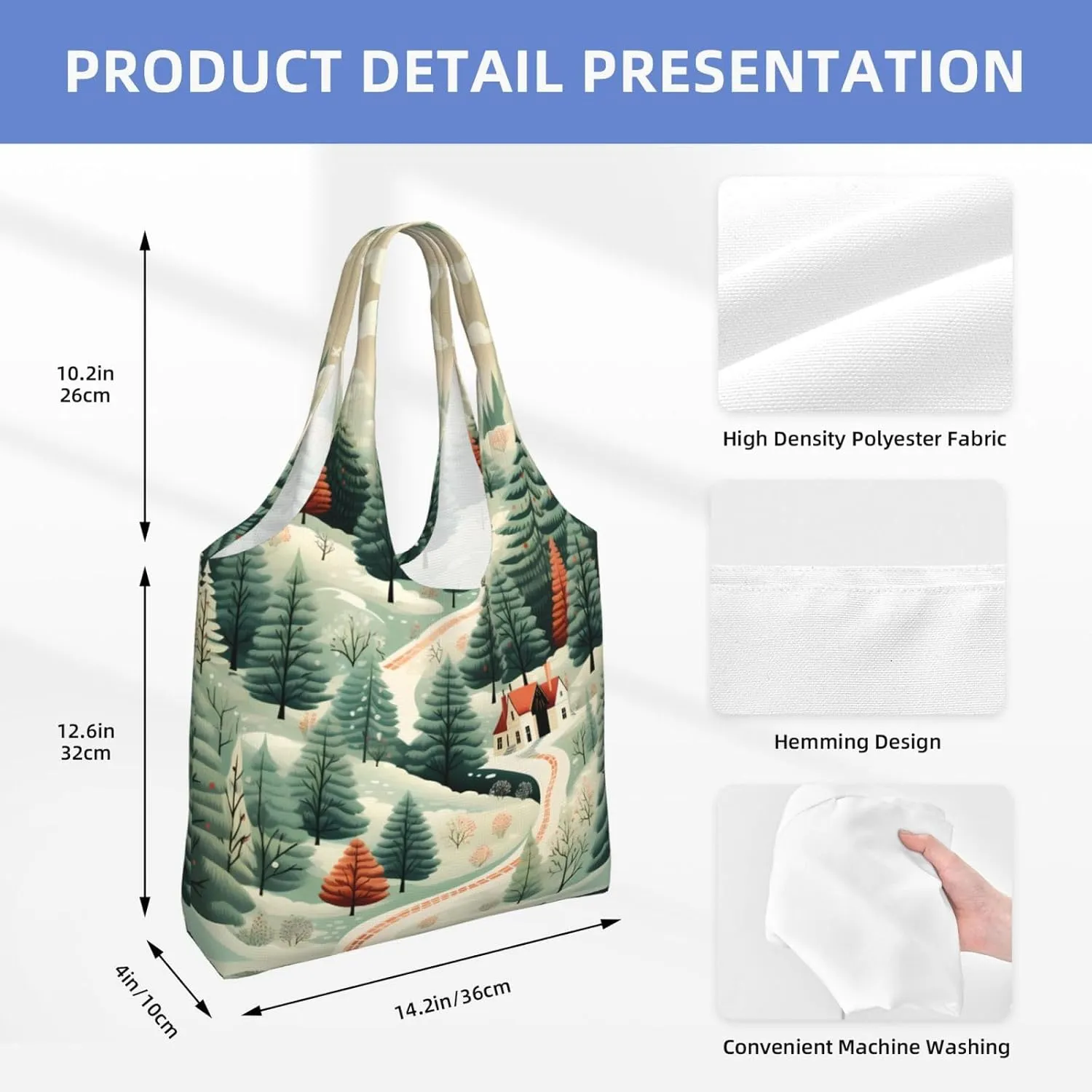Canvas Tote Bag Lightweight Reusable Grocery Shopping Bag Panda in the Rain Handbag for Women Men