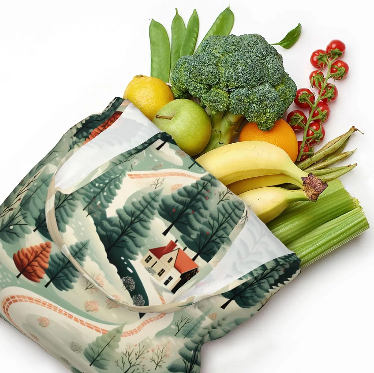 Canvas Tote Bag Lightweight Reusable Grocery Shopping Bag Panda in the Rain Handbag for Women Men