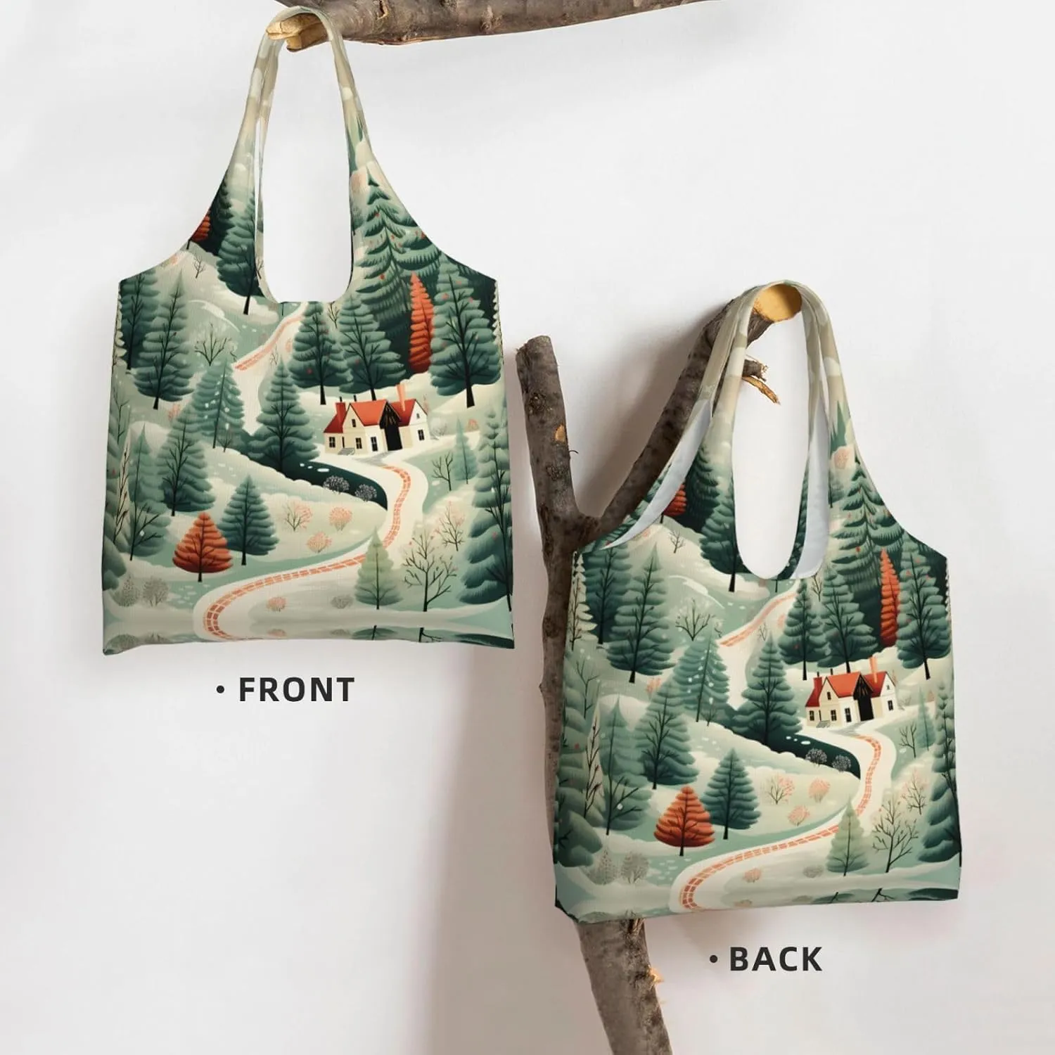 Canvas Tote Bag Lightweight Reusable Grocery Shopping Bag Panda in the Rain Handbag for Women Men