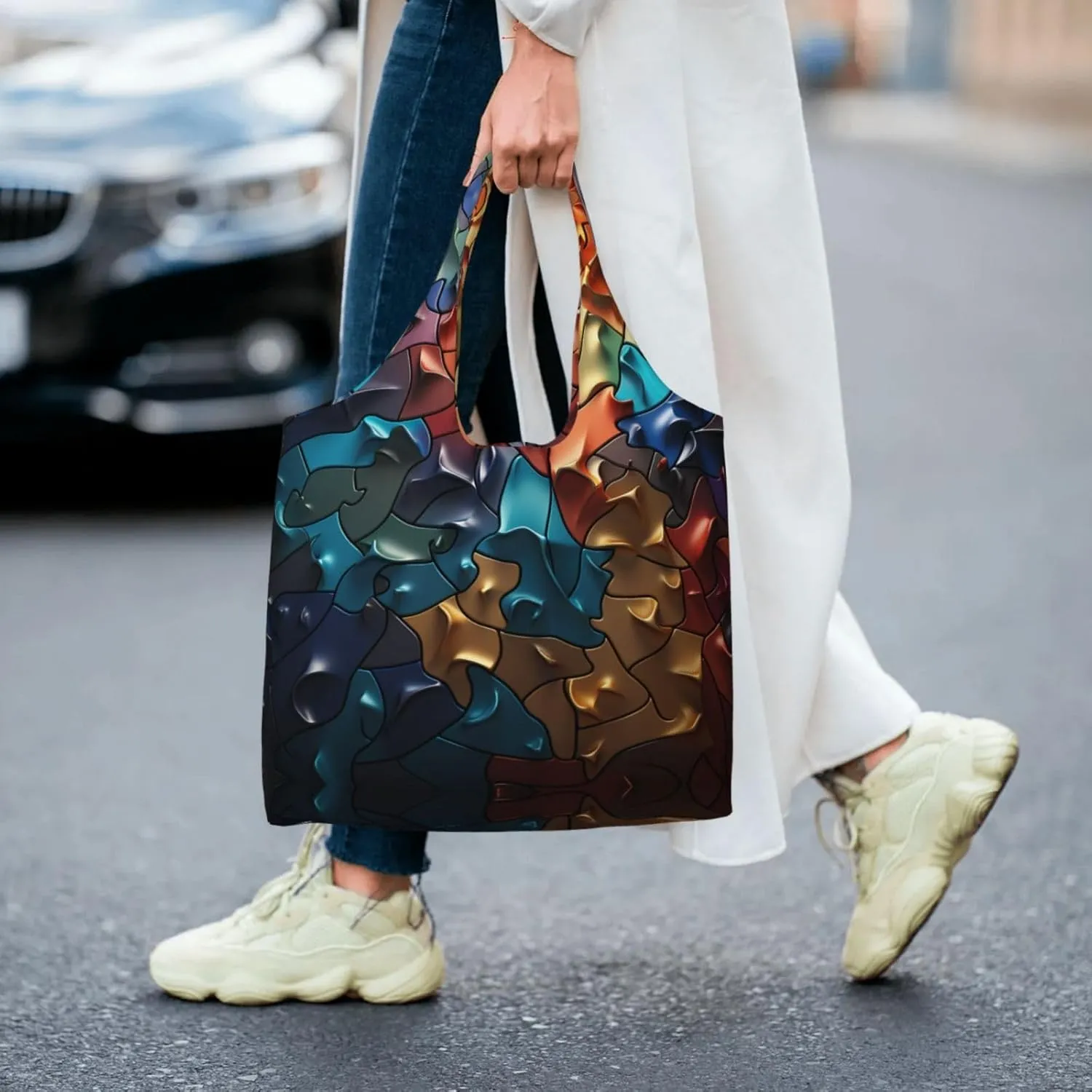 Canvas Tote Bag Lightweight Reusable Grocery Shopping Bag Red Shark Image Handbag for Women Men