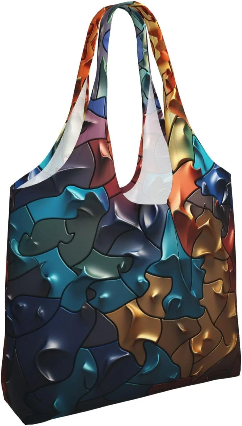 Canvas Tote Bag Lightweight Reusable Grocery Shopping Bag Red Shark Image Handbag for Women Men