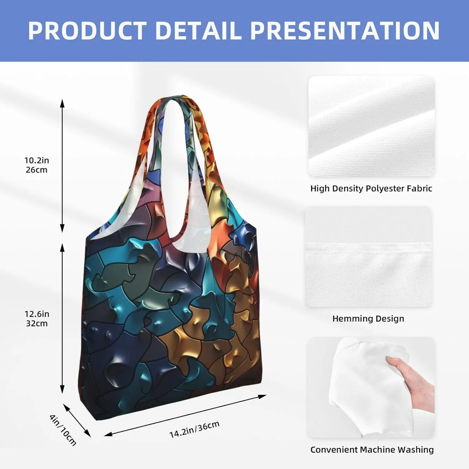 Canvas Tote Bag Lightweight Reusable Grocery Shopping Bag Red Shark Image Handbag for Women Men