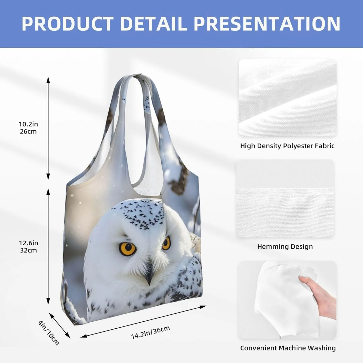 Canvas Tote Bag Lightweight Reusable Grocery Shopping Bag Xmas Tree Branch Bear Doll Handbag for Women Men