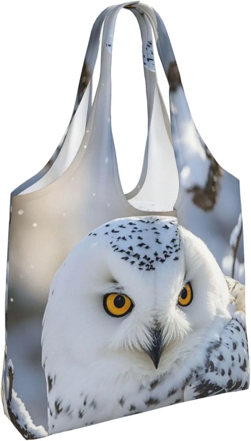 Canvas Tote Bag Lightweight Reusable Grocery Shopping Bag Xmas Tree Branch Bear Doll Handbag for Women Men