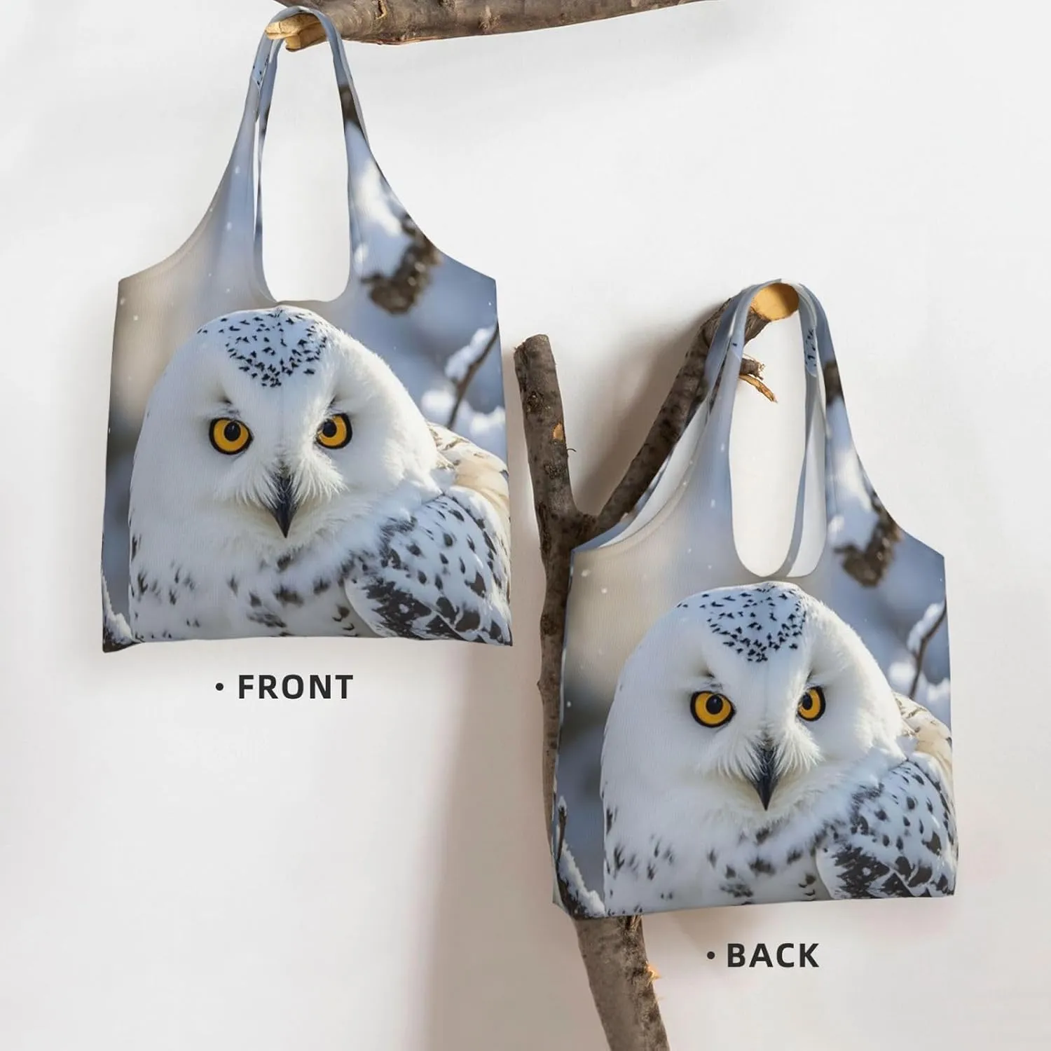 Canvas Tote Bag Lightweight Reusable Grocery Shopping Bag Xmas Tree Branch Bear Doll Handbag for Women Men