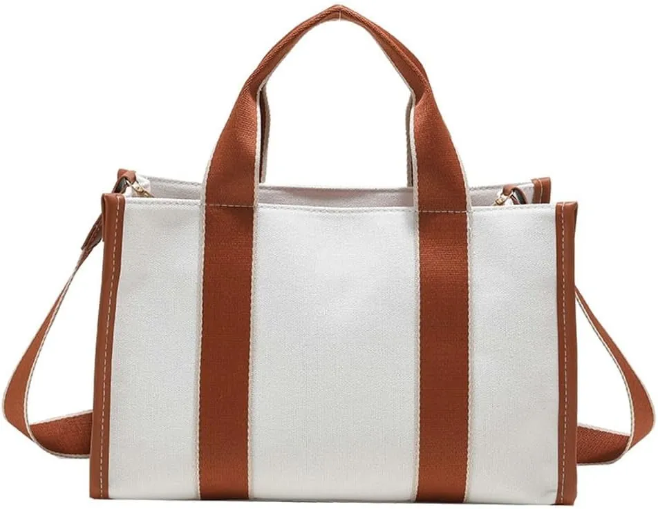 Canvas Tote Bags for Women Casual Large Work Handbags Shoulder Crossbody Purse Bag Top Handle Satchel
