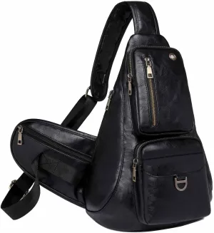 Capacity Crossbody Sling Backpack Fanny Pack Chest Shoulder Bag Daypack for Women Men(Black)