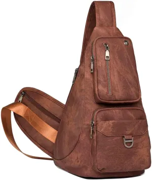 Capacity Crossbody Sling Backpack Fanny Pack Chest Shoulder Bag Daypack for Women Men(Coffee)