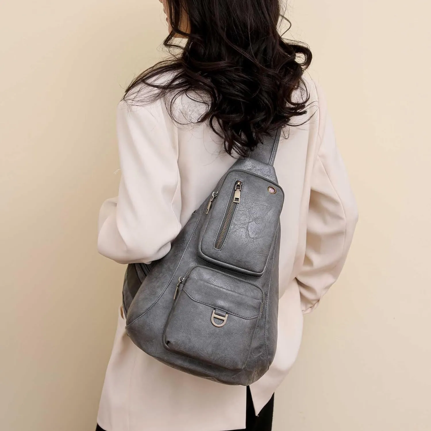 Capacity Crossbody Sling Backpack Fanny Pack Chest Shoulder Bag Daypack for Women Men(Coffee)