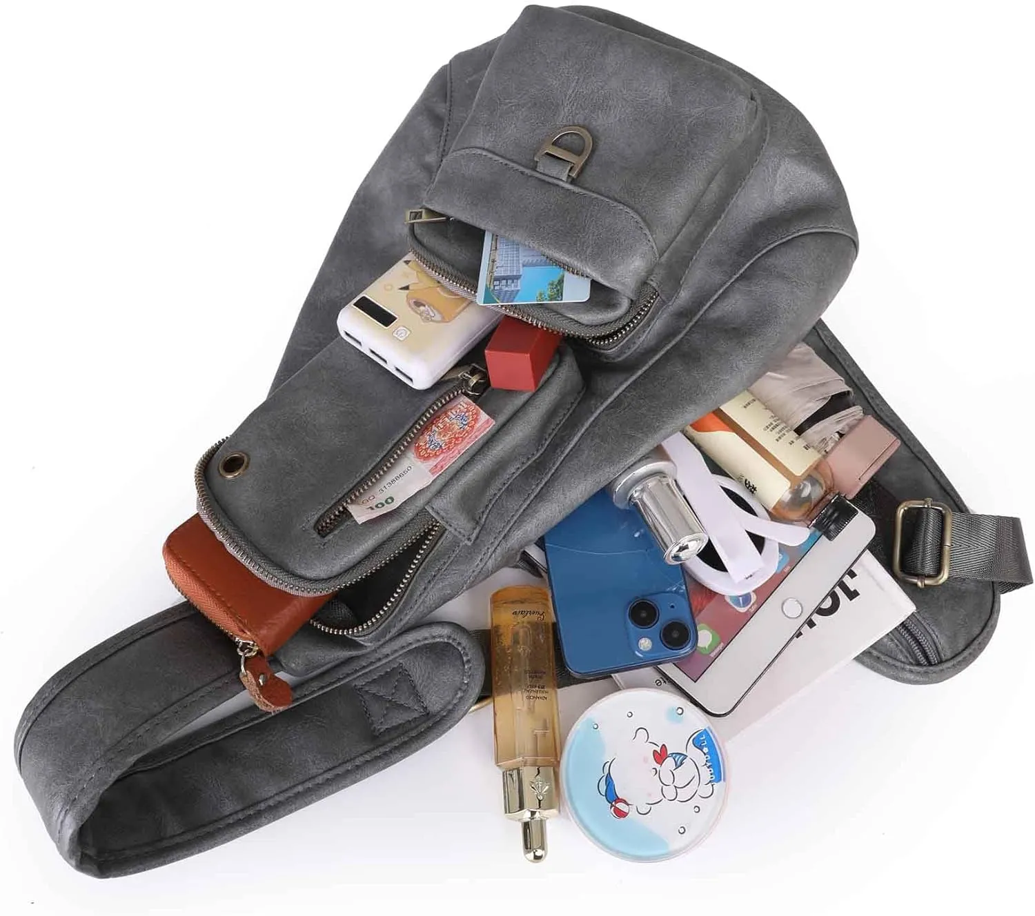 Capacity Crossbody Sling Backpack Fanny Pack Chest Shoulder Bag Daypack for Women Men(Coffee)