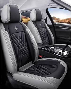 Car Seat Covers Full Set for Ligier JS50 2000-2024, Leather Seat Covers,Leather Seat Covers Full Set,5 Seats Automotive Vehicle Cushion Waterproof(A)