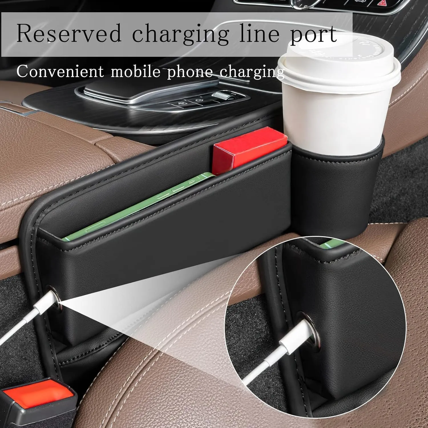 Car Seat Gap Filler Organizer for Mazda 2 II (DE) 2003-2014, Car Gap Filler Car Seat Storage Box Seat Gap Storage Box Car Accessories,Black