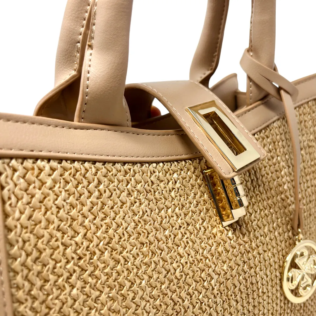 Cartera satchel Camila para mujer color beige