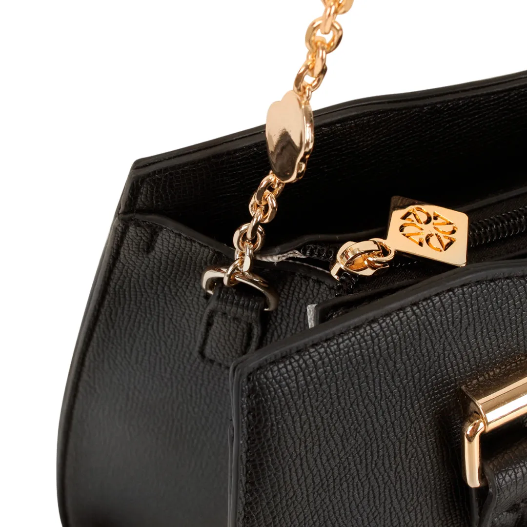 Cartera satchel Gauss para mujer color negro