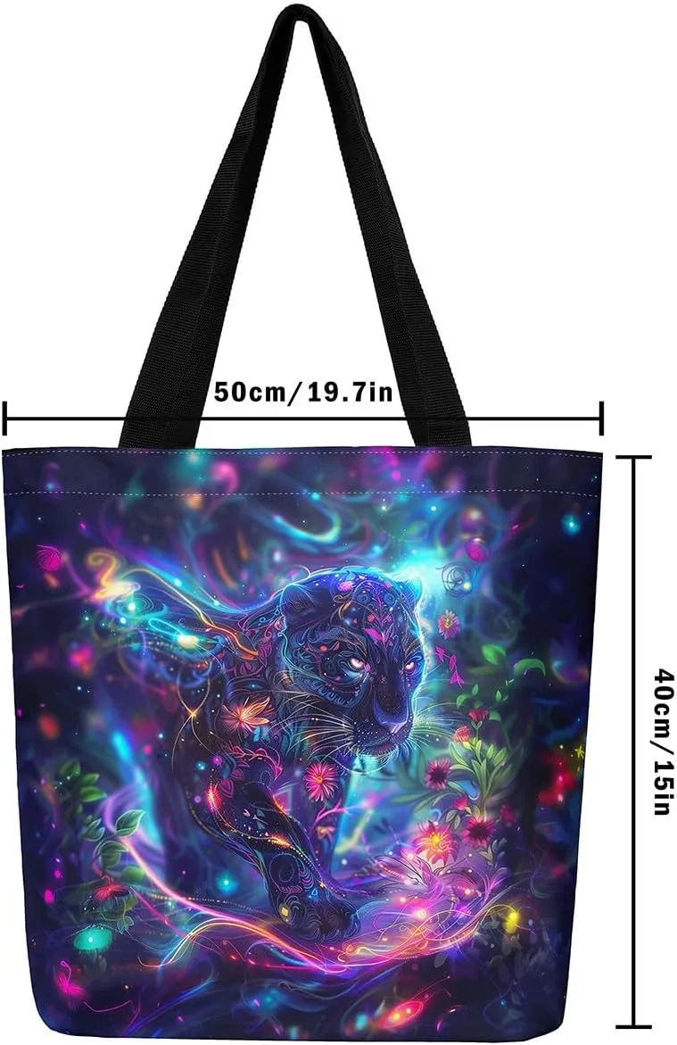 Castle Fairy Southwestern Cow Skull Canvas Tote Bag for Adults Retro Tribal Boho Aesthetic Shoulder Handbag for Shopping Gym