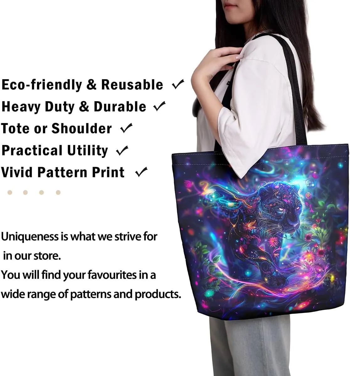 Castle Fairy Southwestern Cow Skull Canvas Tote Bag for Adults Retro Tribal Boho Aesthetic Shoulder Handbag for Shopping Gym