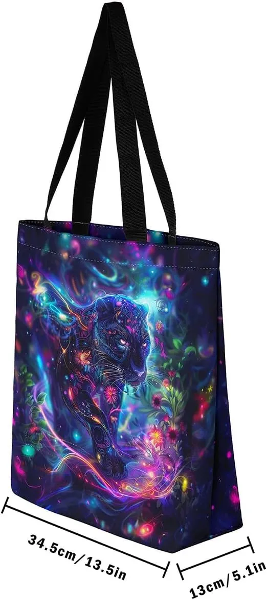 Castle Fairy Southwestern Cow Skull Canvas Tote Bag for Adults Retro Tribal Boho Aesthetic Shoulder Handbag for Shopping Gym