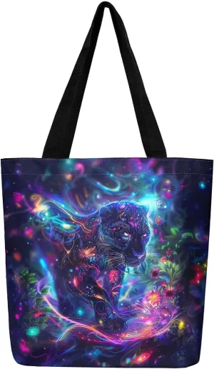 Castle Fairy Southwestern Cow Skull Canvas Tote Bag for Adults Retro Tribal Boho Aesthetic Shoulder Handbag for Shopping Gym