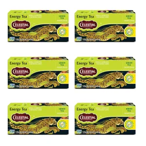 Celestial Seasonings Energy Green Tea, Caffeinated, 12 Tea Bags Box (Pack of 6)