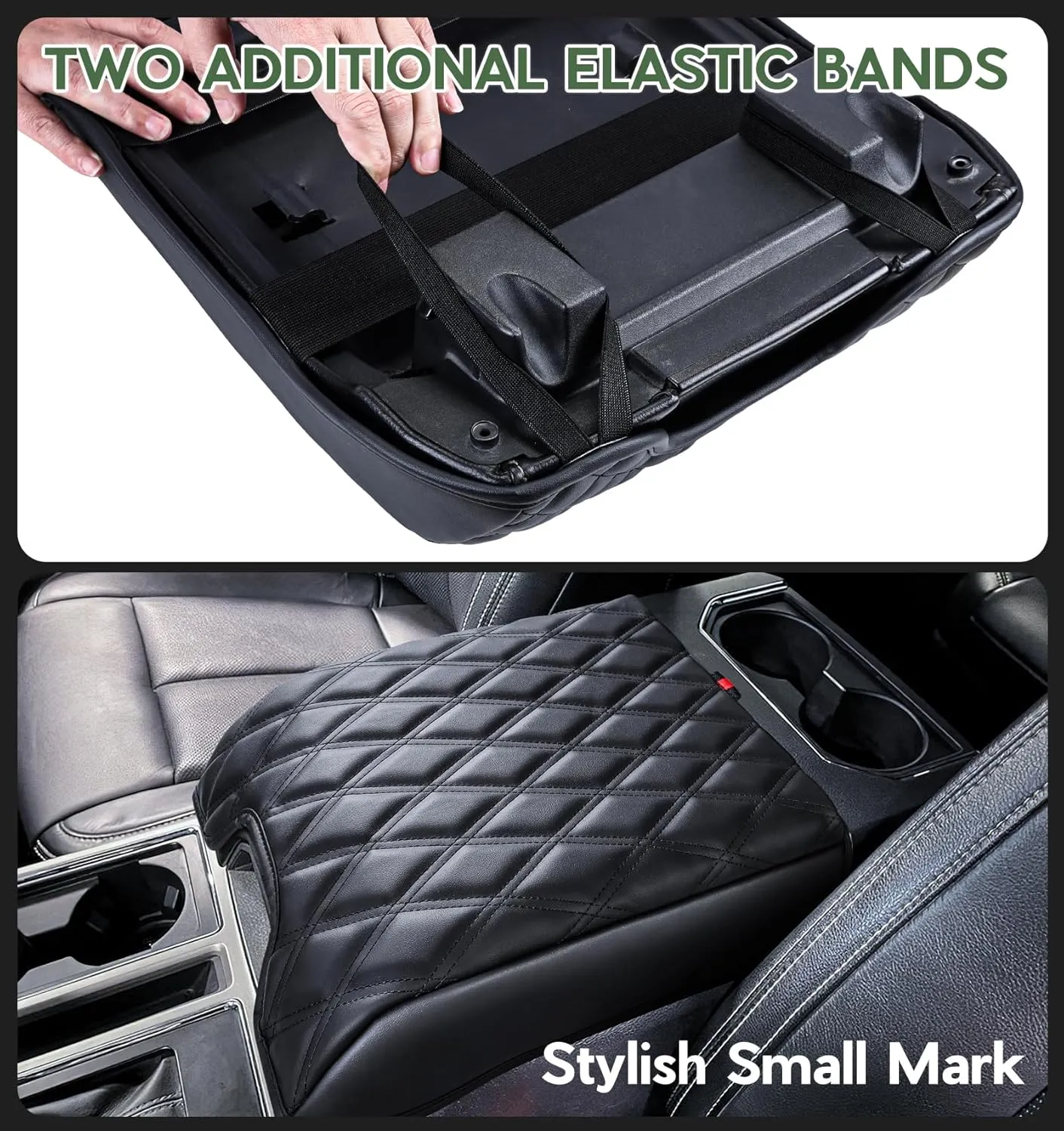 Center Console Cover Compatible with Ford F150 2015-2020, F250 F350 F450 2017-2022, Expedition 2018-2024, PU Leather Armrest Box Cover, Truck Interior Accessories, Anti-Scratch Protector