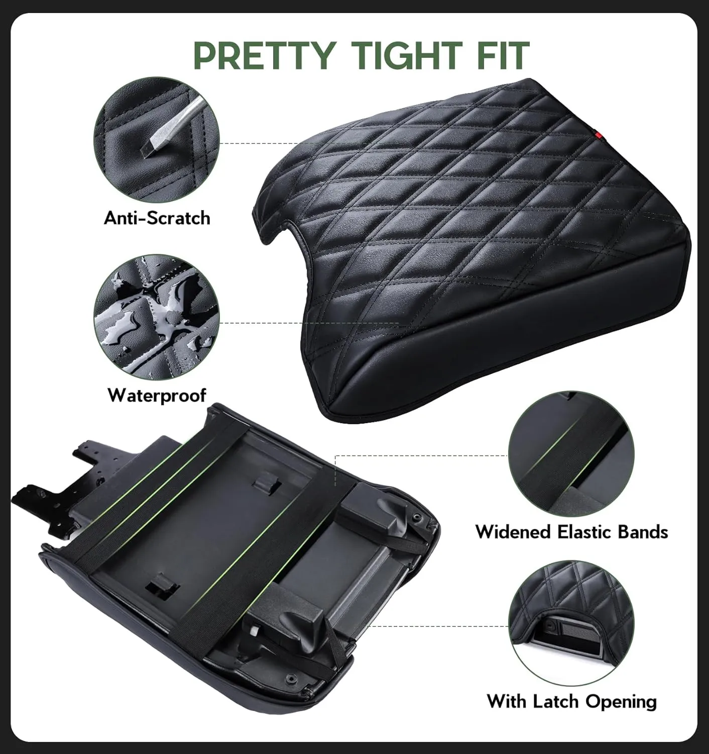 Center Console Cover Compatible with Ford F150 2015-2020, F250 F350 F450 2017-2022, Expedition 2018-2024, PU Leather Armrest Box Cover, Truck Interior Accessories, Anti-Scratch Protector