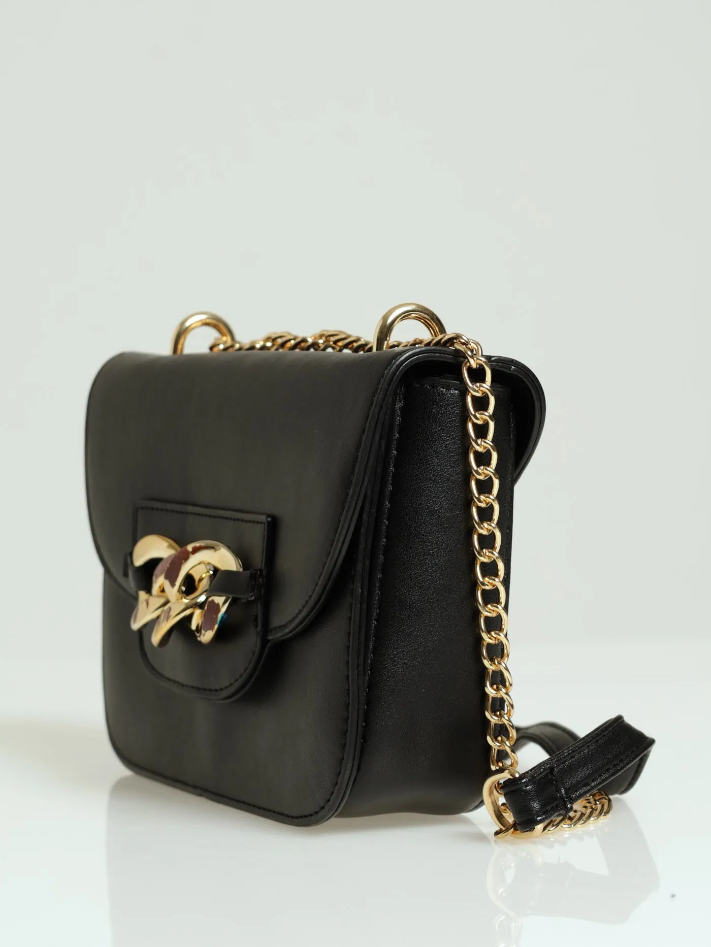 Chain Trim Satchel - Black