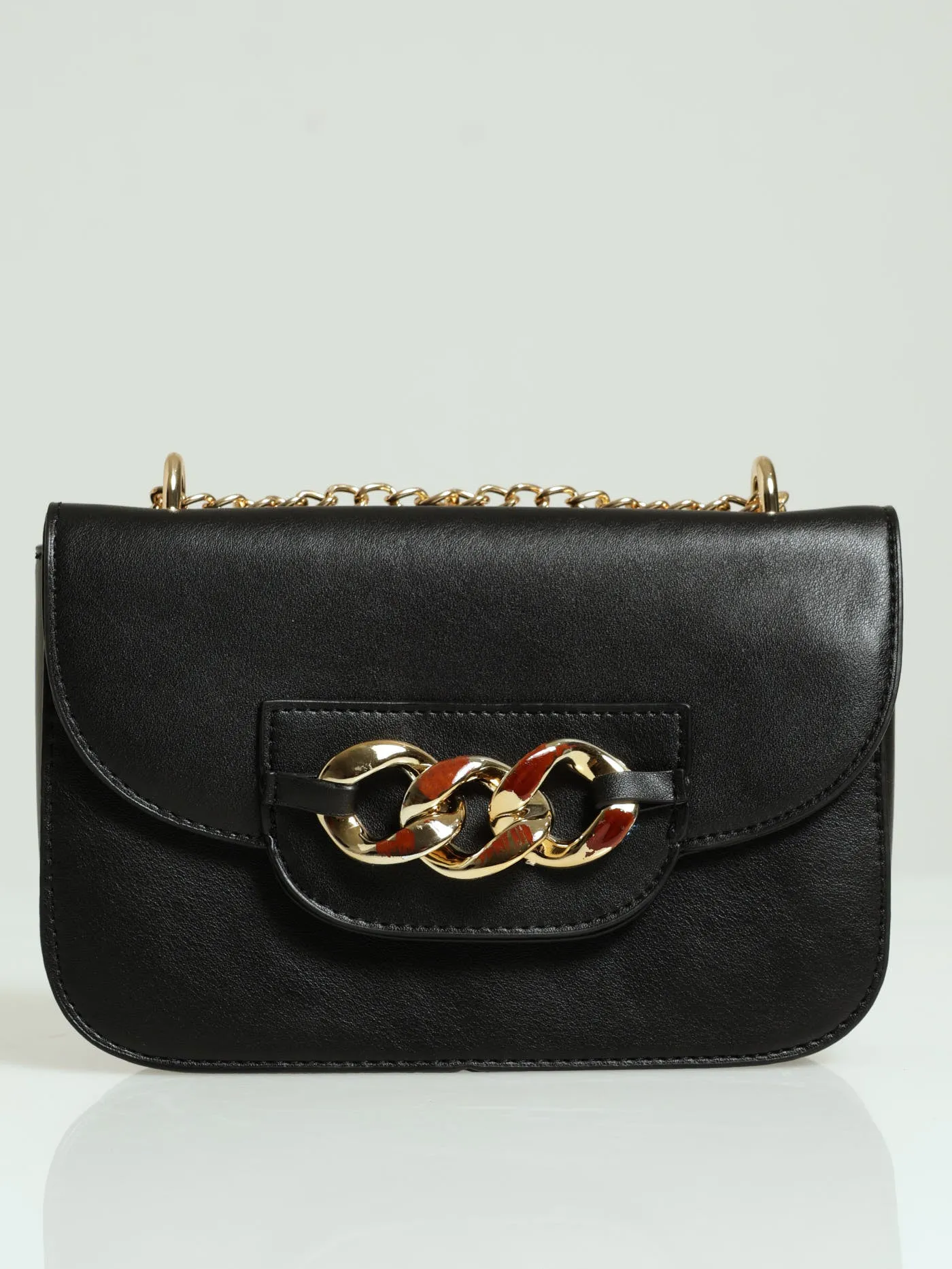 Chain Trim Satchel - Black