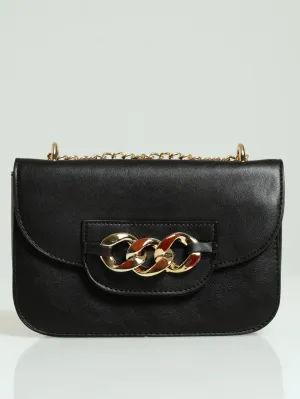 Chain Trim Satchel - Black