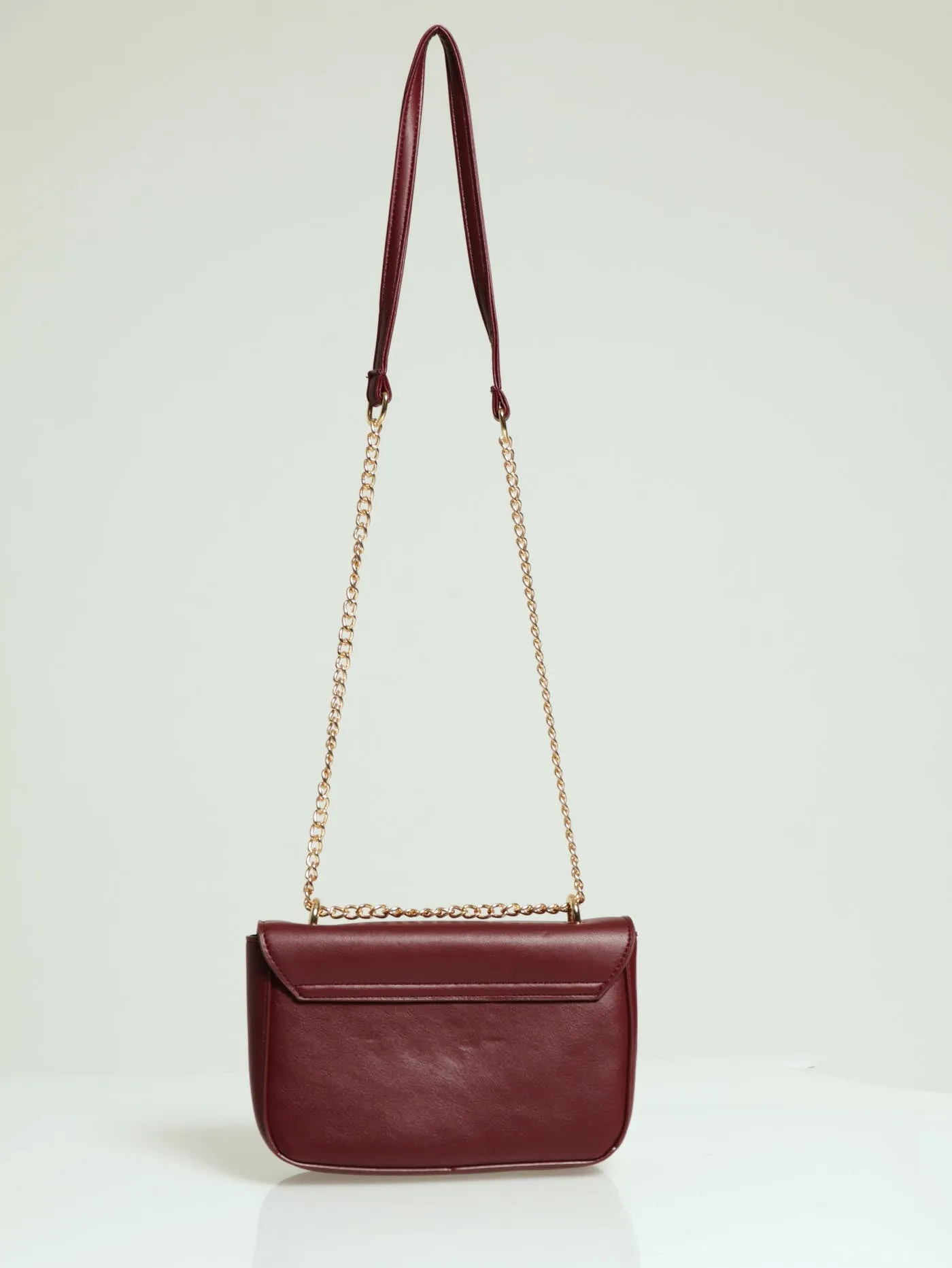 Chain Trim Satchel - Burgundy