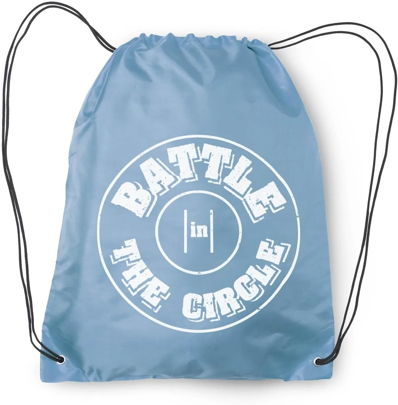 ChalkTalkSPORTS Wrestling Battle In Circle Drawstring Bag | Light Blue Sports Bag