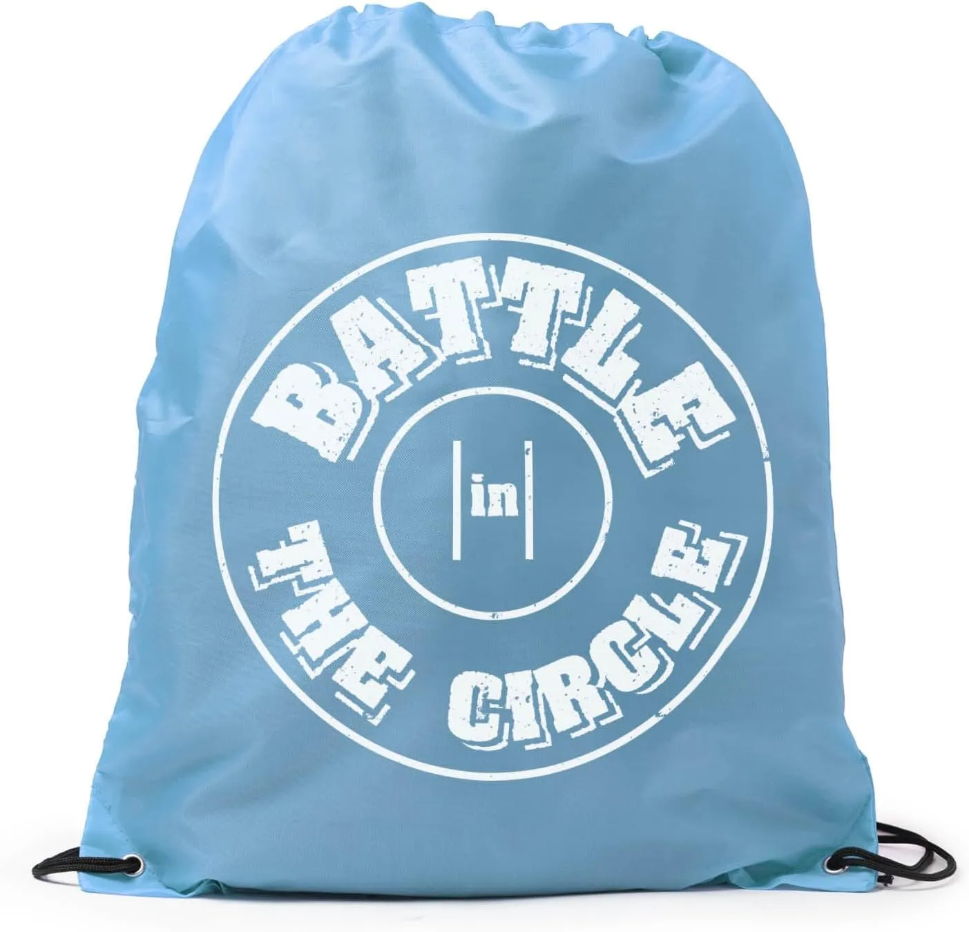 ChalkTalkSPORTS Wrestling Battle In Circle Drawstring Bag | Light Blue Sports Bag