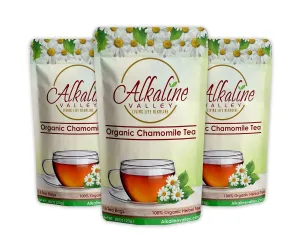 Chamomile Tea or Te De Camomila - 100% Organic and Alkaline - 15 Unbleached/Chemical-Free Chamomile Tea Bags - Pack of 3 - Caffeine-Free, No GMO
