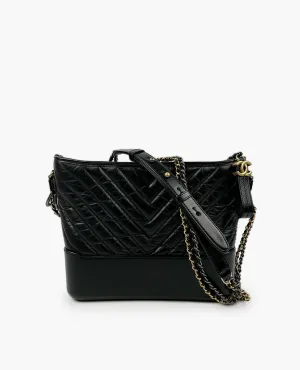 Chanel Gabrielle Medium Hobo Bag Black Chevron