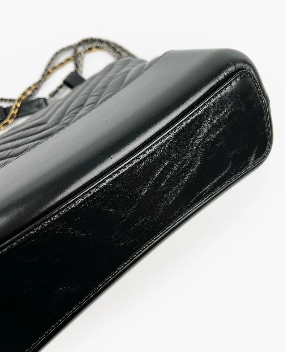 Chanel Gabrielle Medium Hobo Bag Black Chevron