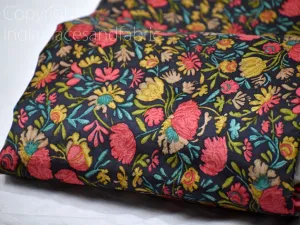 Charcoal Grey Indian Soft Pure Printed Silk Saree Fabric by the yard Wedding Dresses Bridesmaid Party Costumes Pillows Crafting Drapery