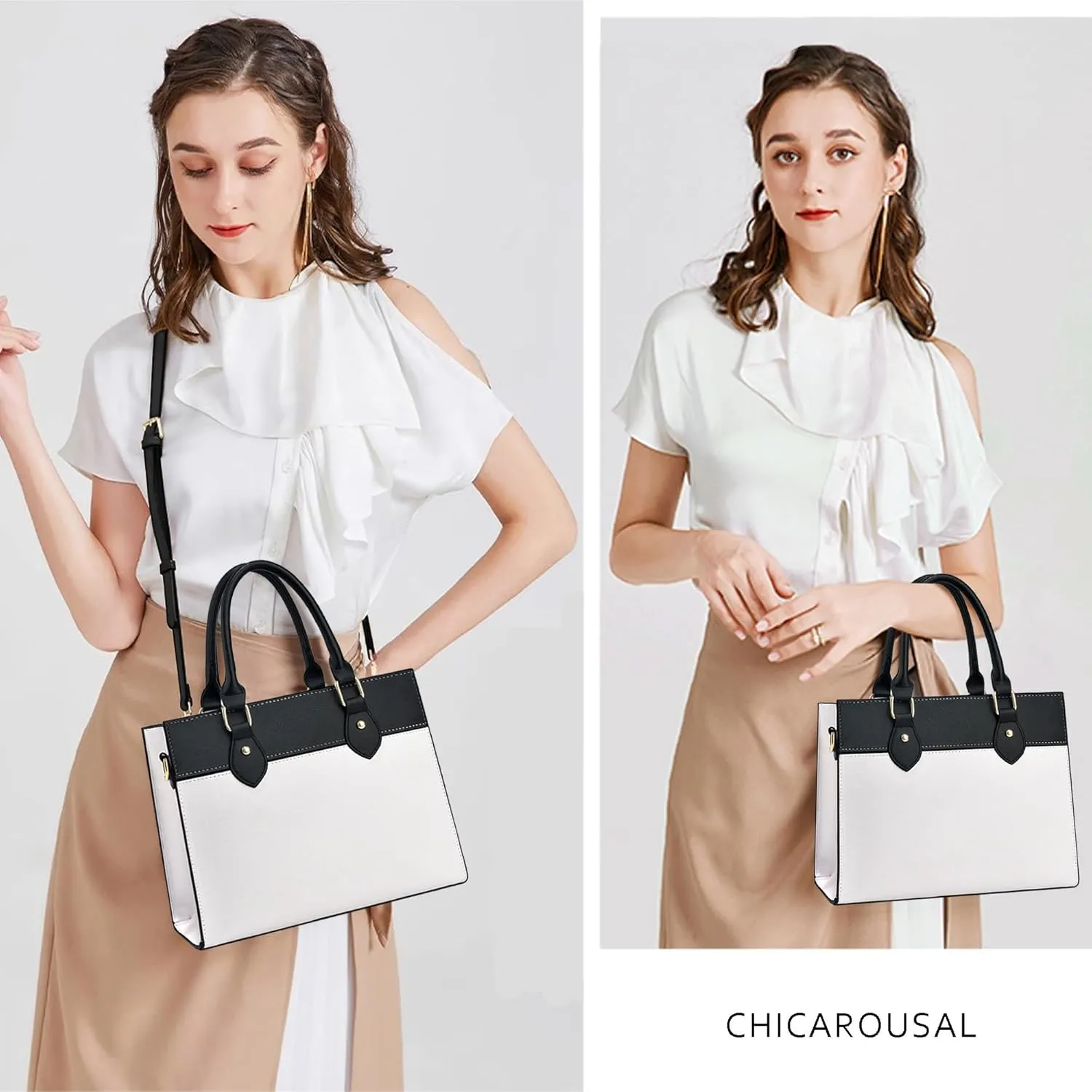 CHICAROUSAL Crossbody Purses and Handbags for Women PU Leather Tote Top Handle Satchel Shoulder Bags
