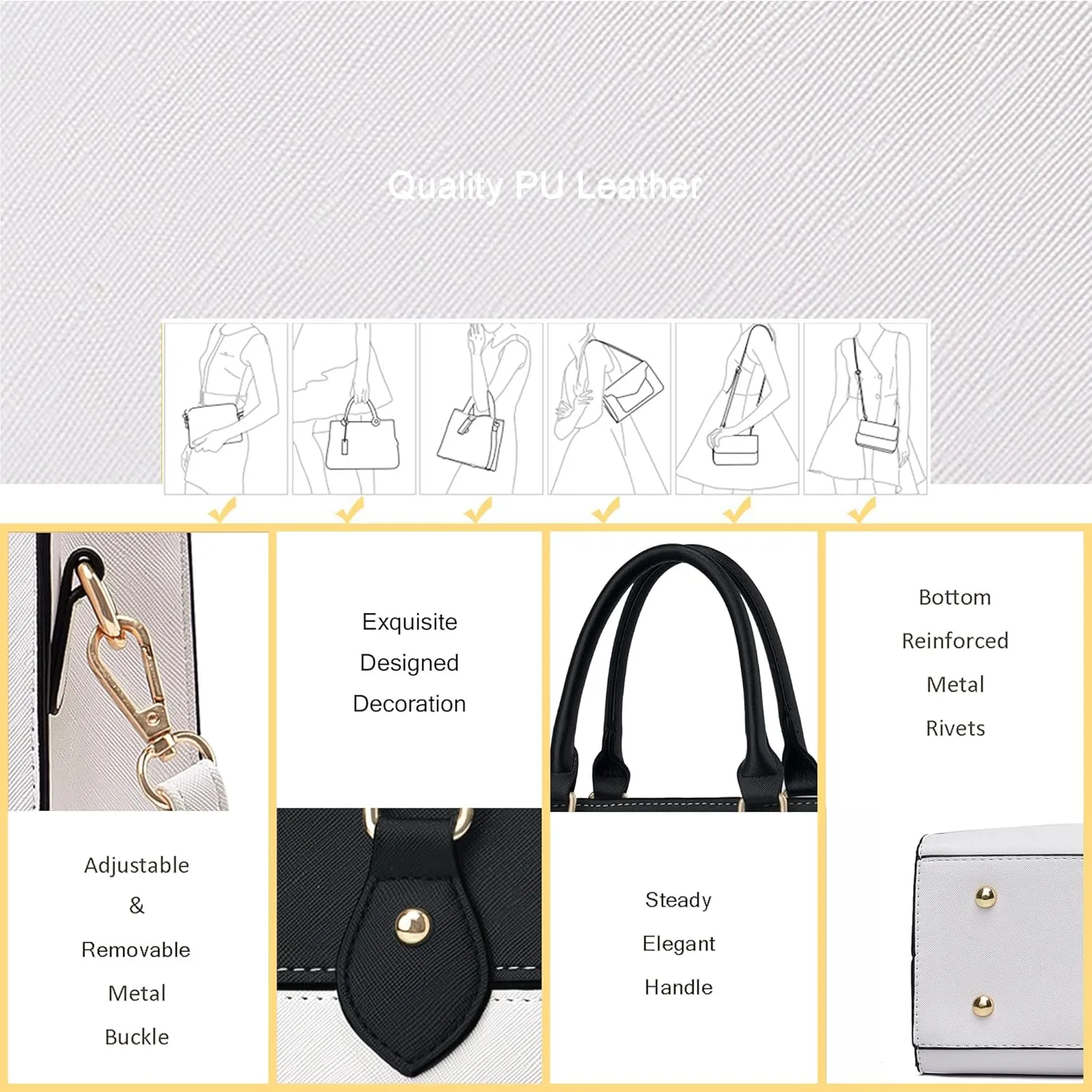 CHICAROUSAL Crossbody Purses and Handbags for Women PU Leather Tote Top Handle Satchel Shoulder Bags
