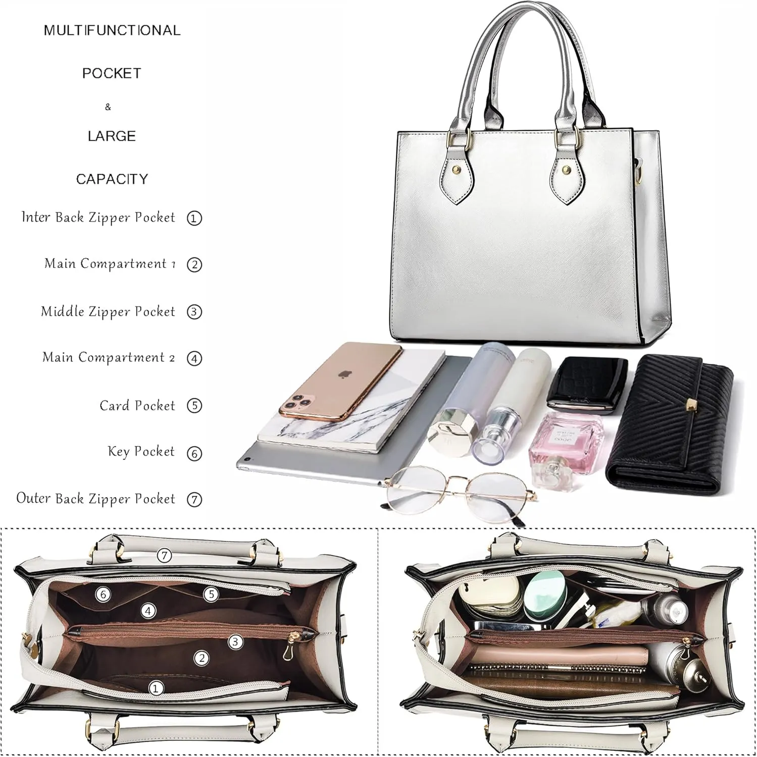 CHICAROUSAL Crossbody Purses and Handbags for Women PU Leather Tote Top Handle Satchel Shoulder Bags